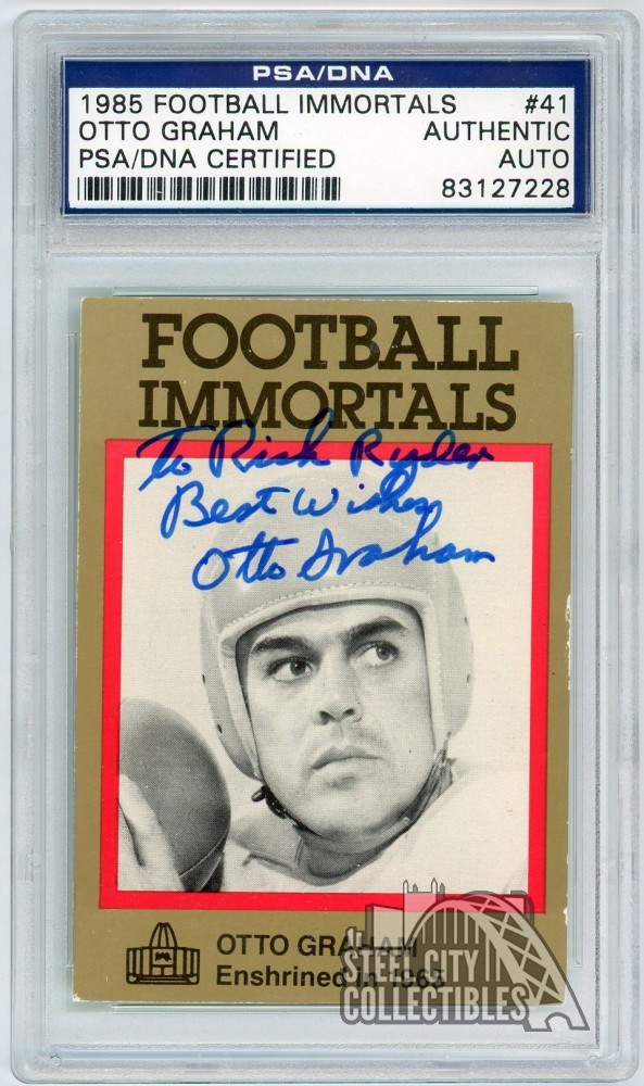 Otto Graham Autographed Signed 1985 Football Immortals HOF Autograph Card #41 PSA/DNA (Best Wishes) 