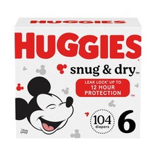Huggies Size 6 Diapers, Snug  Dry Baby Diapers, Size 6 35 lbs , 104 Count,...