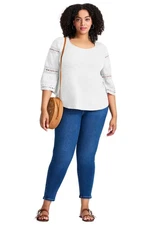Avenue Women's Plus Size Eyelet Trim Tee