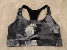 Adidas Gray Sports Bra Cross Back Medium Support Athleisure Activewear Size LAC