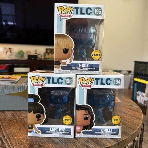 Funko Pop! Rocks: TLC- Chilli #194, T-Boz #195, Left Eye #196 Vinyl CHASE SET!