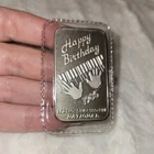 Vintage 1985 Happy Birthday 1 oz .999 Fine Silver Bar 31g Silver Collectible