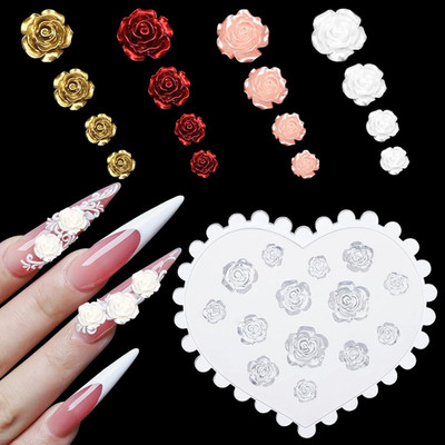 3D Flower Nail Molds for Nail Art - Rose Camellia Silicone Nails Charm Molds for