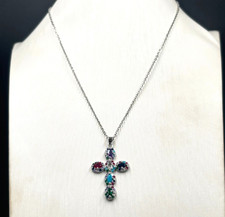 Collana girocollo con perle e croce ortodossa, ciondolo in argento sterling - Regalo di battesimo per lei - Italia