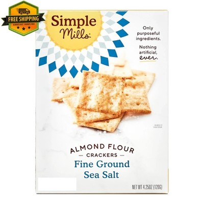 Simple Mills Almond Flour Crackers with Fine Ground Sea Salt, 4.25 oz Box