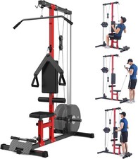 Lat Pull Down Machine System Workout Equipment w/ Seat &