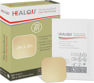 Hydrocolloid Wound Dressing - 2x2'' Thin - Box of 20 Large Bandages - Sterilized