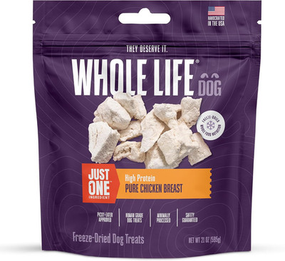 Whole Life Dog Just One Chicken Freeze Dried Dog Treats - Human Grade High Prote