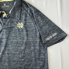 Colosseum Navy Heather Notre Dame Fighting Irish Moisture Wicking Polo Sz XL 357