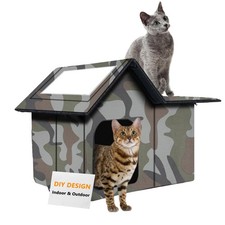 Outdoor Cat House Weatherproof, Large Feral Cat House for Winter, Collapsible...