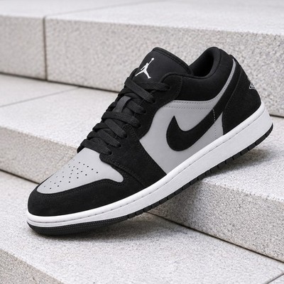 Nike Air Jordan 1 Low Black Light Smoke Grey White 553558-048 Men's Size New