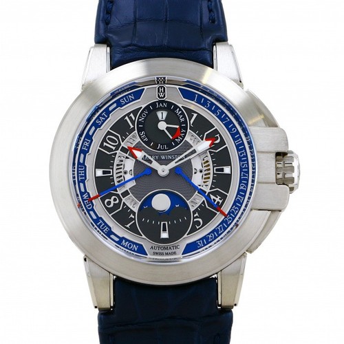Harry Winston Ocean OCEAPC42WW001 K18White Gold Leather 42.2mm...