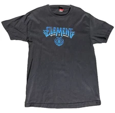 VTG Element Skateboard T Shirt L Black S/S Forces of Nature Thrashed Men’s Tee