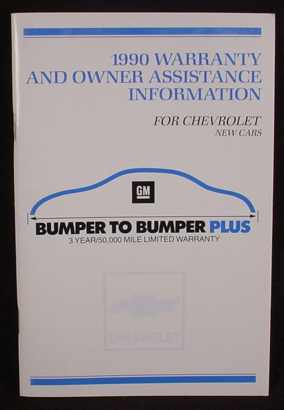 1990 Chevrolet Car Warranty  Booklet  - NEW OLD STOCK