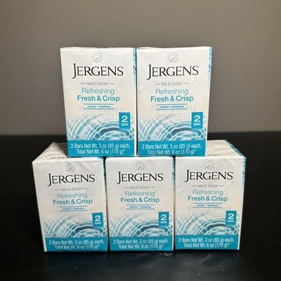 5x Lot Jergens Fresh & Crisp Mild Soap 10 Bars Total New Sealed