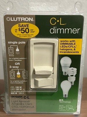 Lutron CTCL-153PDH-IV Skylark Contour 150W Single Pole/3-Way CFL Led Dimmer (M13