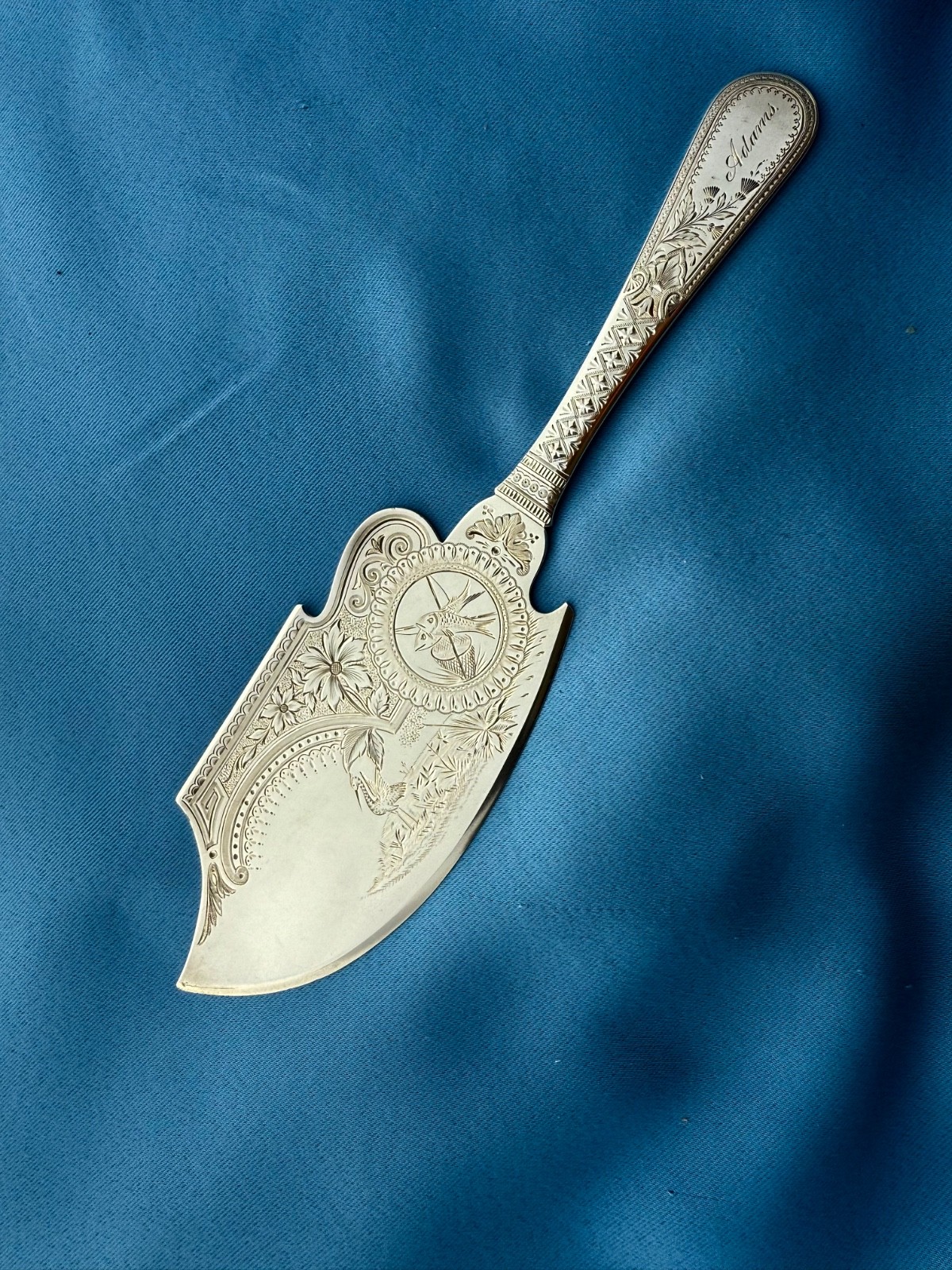 Whiting Sterling Ice Cream Slice Very Crisp Engraving Mono 10 1/2 Inch