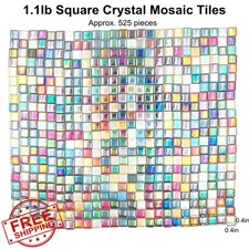 1.1lb Square Crystal Mosaic Tiles Mixed Color Glass Craft Pieces