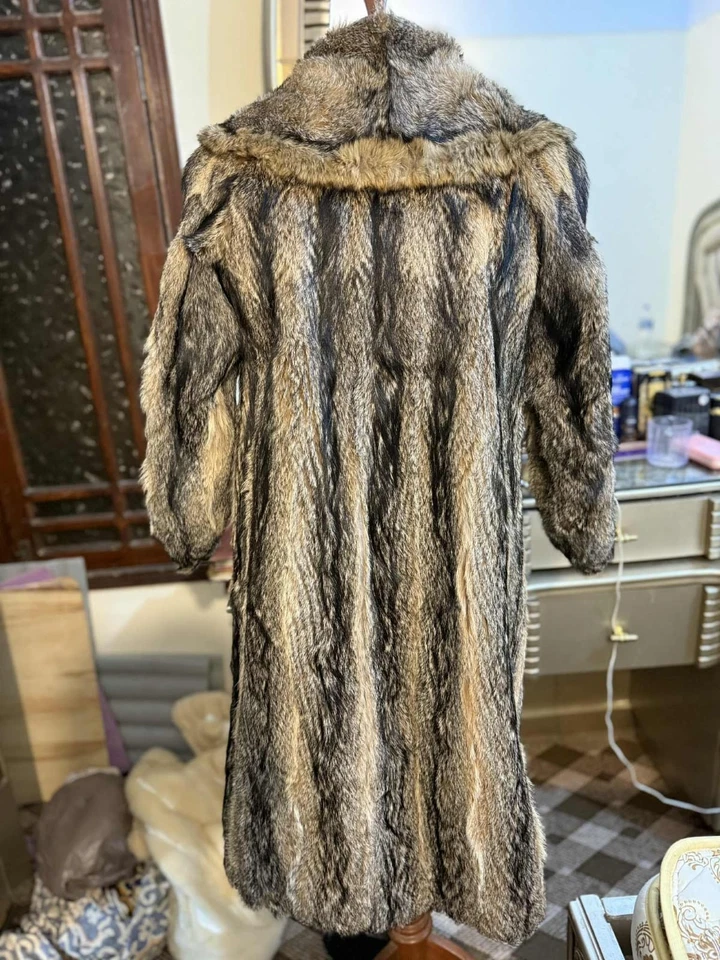Abrigo de piel de zorro gris real vintage | Piel real gris plata natural | Lujo de longitud completa Foto 2 de 4