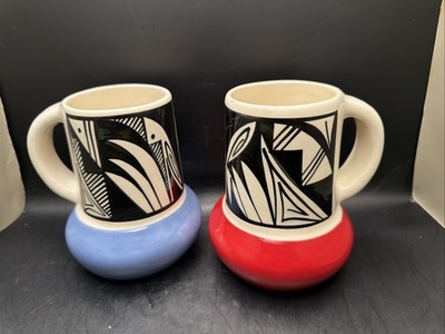 2Vtg Native Amer. W/ TheSeal Of The TiTe Mountain Ute. Tribe Pottery Coffee Mugs