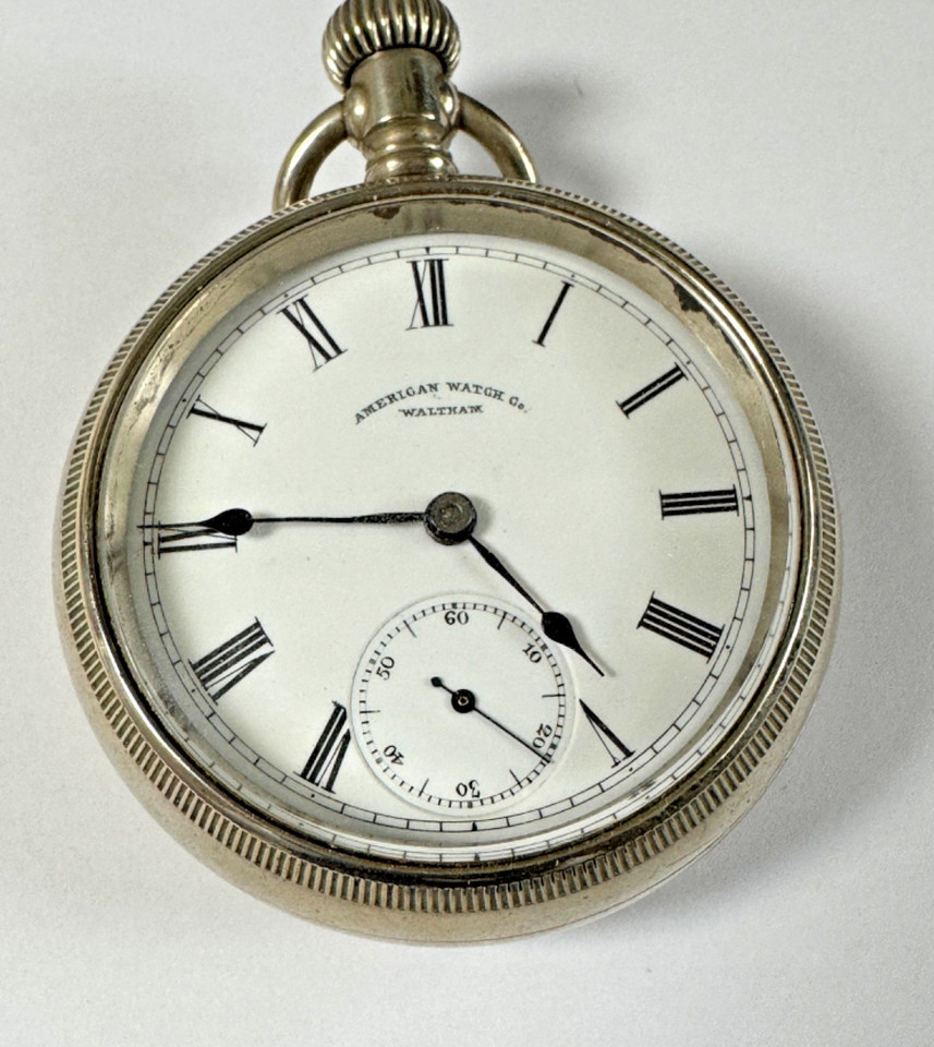 A Waltham American Watch Company open-face pocket watch — one of America's most storied pre-1900 watchmakers, this is a legitimate piece of horological history.