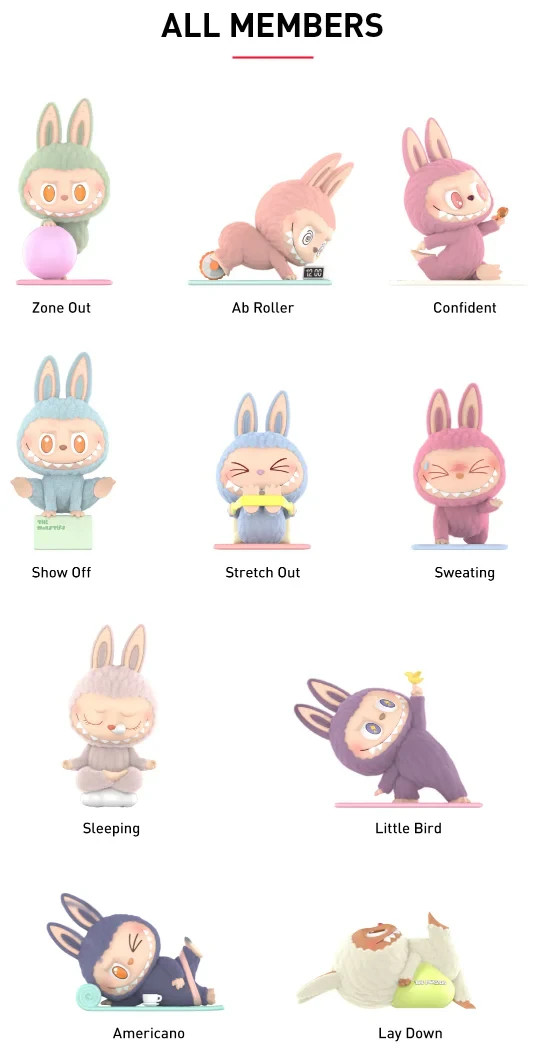 Pop Mart The Monsters Labubu Lazy Yoga Set 10 PC Whole Set SEALED