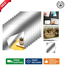 Versatile Self-Adhesive Mirror Stickers - 10 Individually Cut Tiles for Any Room