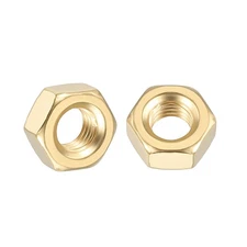 50pcs Hex Nuts - [1/4"-28] Brass Hardware Nuts, Yellow