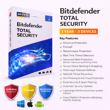 Bitdefender Total Security 2026 - 1 Years 3 Devices  WINDOWS,MAC,ANDROID 