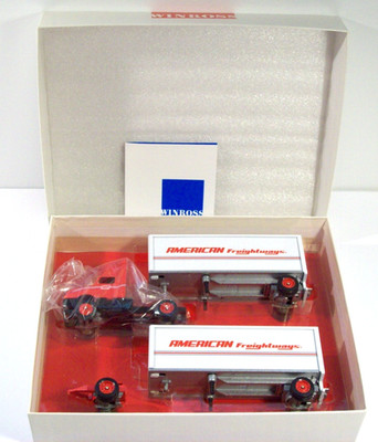 Winross American Freightways Die-Cast Semi Truck & Double Trailers