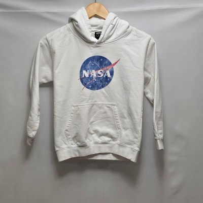 ABSOLUTE CULT Kids White NASA Logo Hoodie Sweatshirt Size L