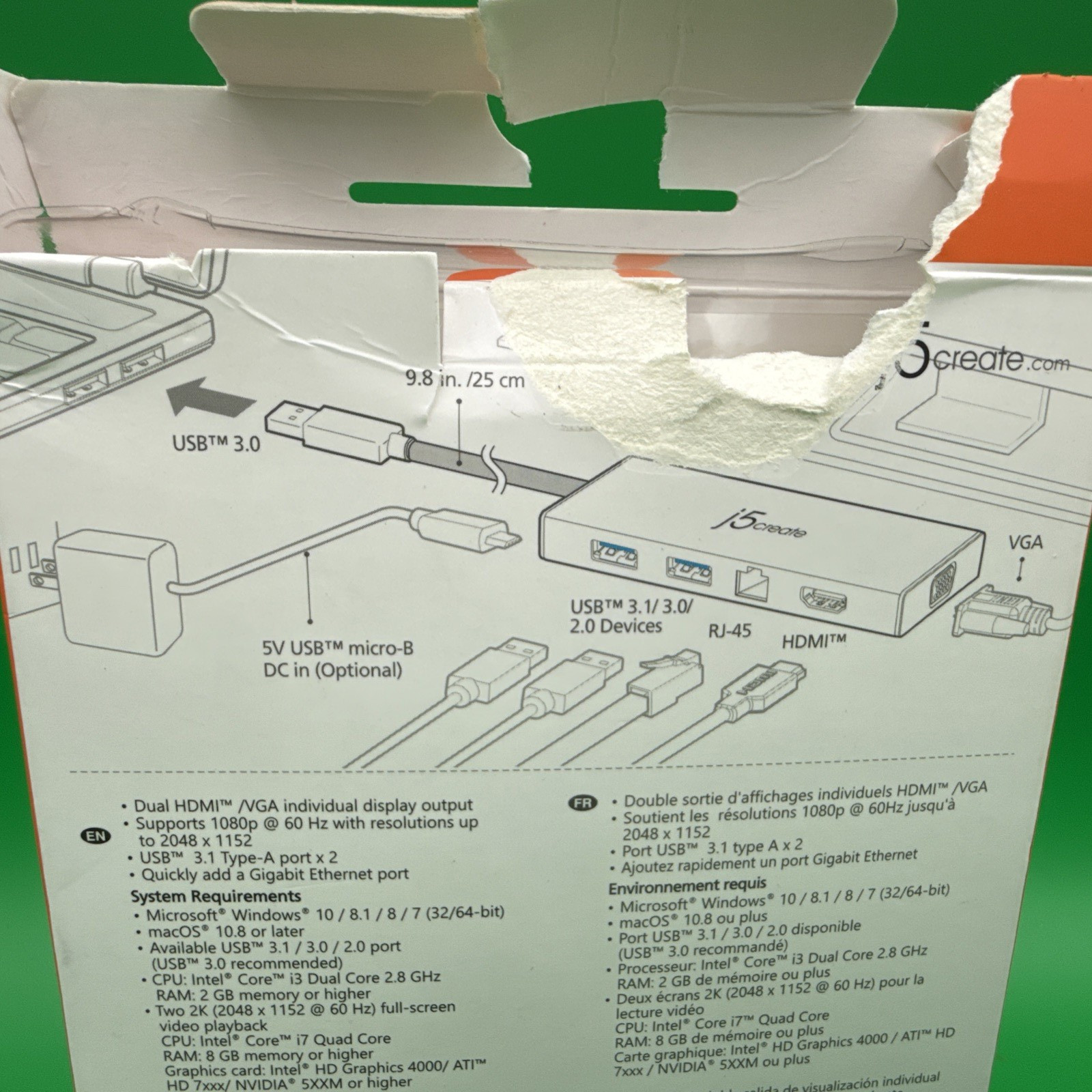 j5create USB 3.0 Mini Dock HDMI & VGA Dual Display/Gigabit Ethernet USB HUB