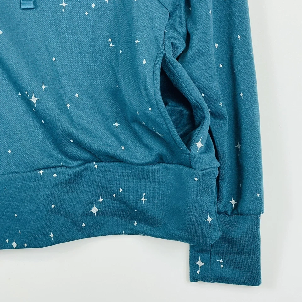 Nike Dri-Fit Estrellas Teal Terry Francés Pullover Sudadera con Capucha Mujer Pequeña Foto 3 de 4