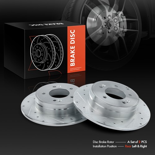 Drilled Rotors for Hyundai Sonata 2005-2018 Azera Tucson Kia Optima Cadenza Rear - Picture 7 of 8