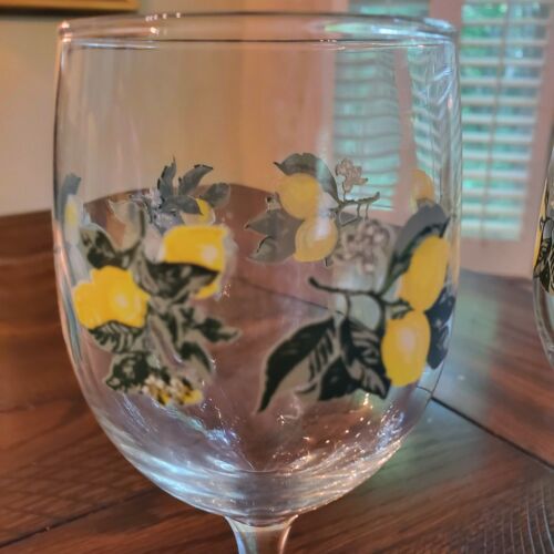 Vintage Royal Norfolk Lemon Wine Glass Glassware Yellow Green Stemware Summer - Picture 2 of 6