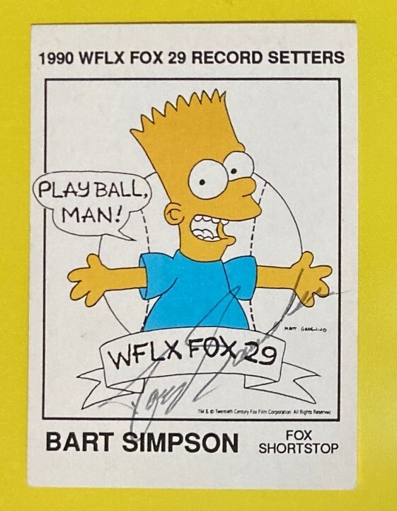 The Simpsons r dot pals 未開封 1990 BART SIMPSONS AUTOGRAPH PROMO CARD STANDARD SIZE WFLX