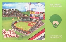 GRIFFITH STADIUM POSTCARD ~ BALLPARKS OF AMERICA #12, SENATORS ~ SCOTT FORST ART