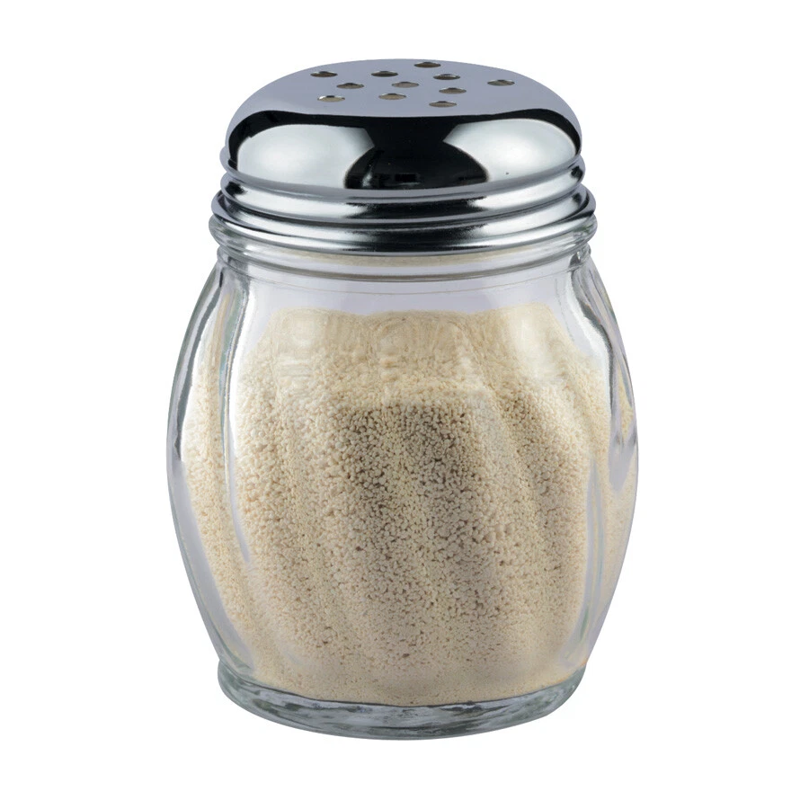 BOX OF 12 CHEF-HUB 6OZ SWIRL GLASS SHAKER FOR COCO DUST, HERBS W/ PERFORATED TOP