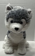 Walmart Plush Siberian Husky Puppy Dog W/Blue Polka Dot Collar Blue Eyes 16