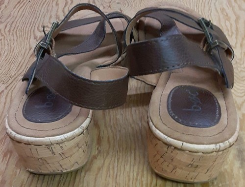 BOC Sandals Size 11 M Brown Faux Leather Strap Heel Faux Cork Open Toe - Picture 10 of 23