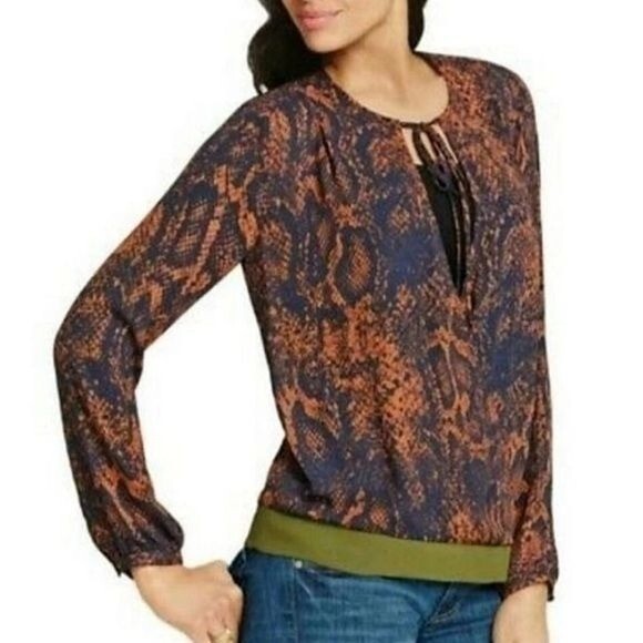 Cabi #101 Border Wrap Python Print Blouse Women's… - image 1