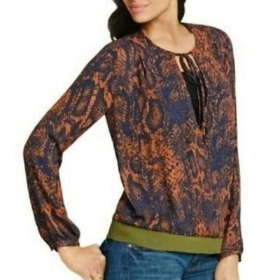 Cabi #101 Border Wrap Python Print Blouse Women's Medium Office Careerwear