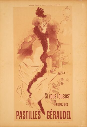 Pastilles Geraudel 1891 Ancienne Belle Epoque Affiche Imprimée Art Mural Image Taille A4 - Photo 1/2
