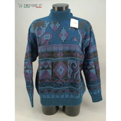 Pull RODRIGO Clubline Mohair Bleu Coupe Regular Made IN Italy Original Vintage - Photo 1/4