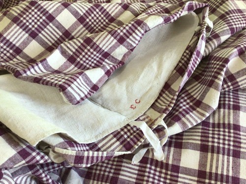 Antique Vintage French Kelsch Linen Duvet Cover Rare Purple Plaid - Picture 2 of 10