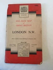 1960 Ordnance Survey Seventh Series One Inch London North West Cloth Map 160