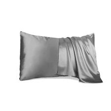 WonderSleep Silky Pillowcases Set, 2 Pack Queen Size 20x30 Inches - Silver Grey