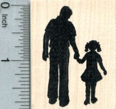 Father and Daughter Rubber Stamp, Father's Day, Family Life G32507 WM