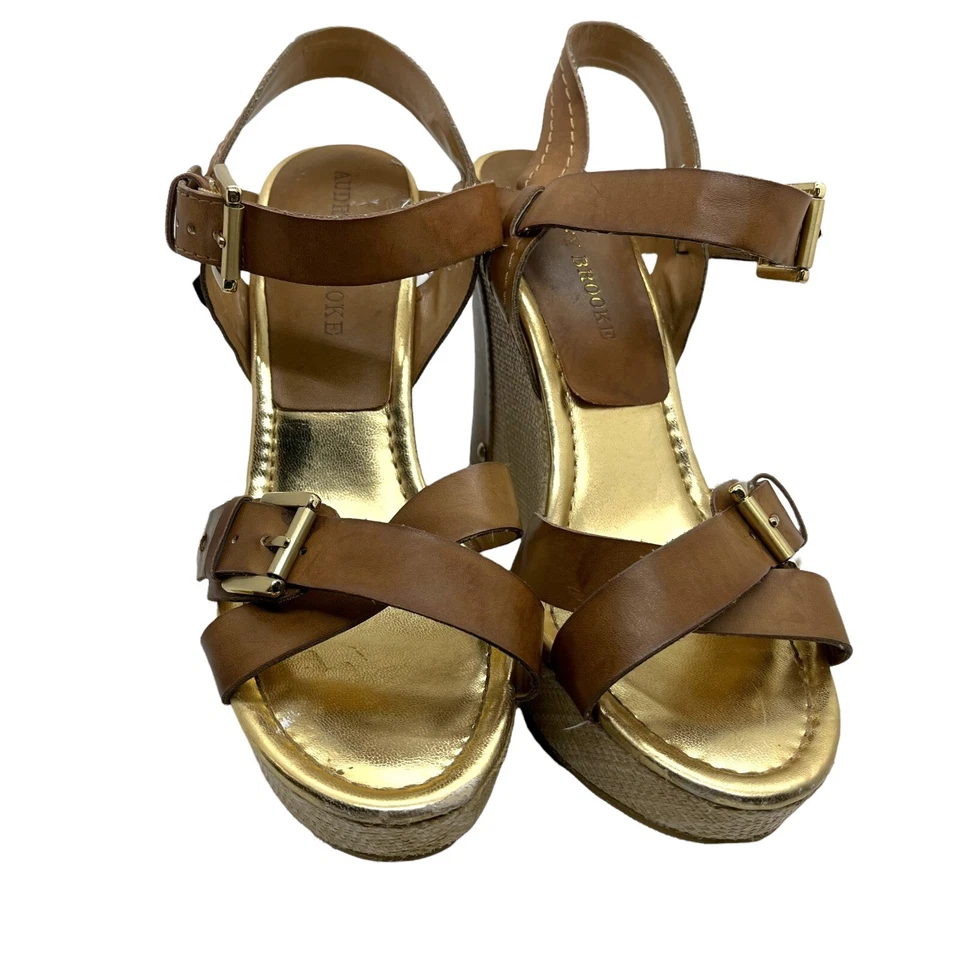 Босоножки женские Audrey Brooke на танкетке размер 8 M Abhollie веганский чемодан выглядят как соломенное плетение - Изображение 2 из 4