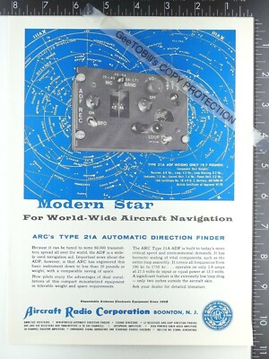 1958 ADVERTISING for Esso Aviation gasoline fuel & Modern Star ARC Type 21A ADF